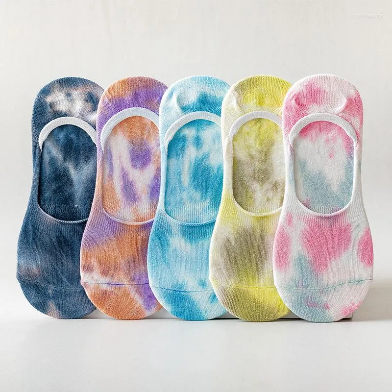 Women Socks Sock Slipers Design Tie-Dye Söt 82% bomullsmode Invisibel No Show Breatbar japansk stil