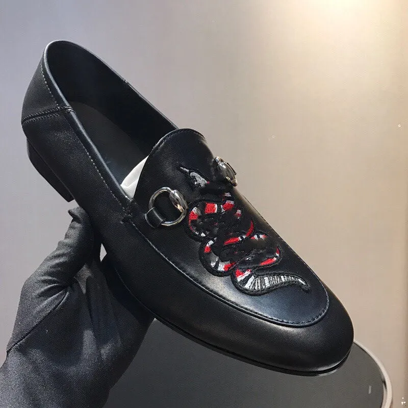 Leather loafer with kingsnake hotsell