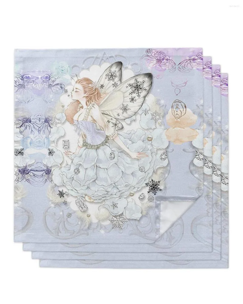 Table Napkin 4pcs Spirit Flower Wing Star Square 50cm Party Wedding Decoration Cloth Kitchen Dinner Serving Napkins