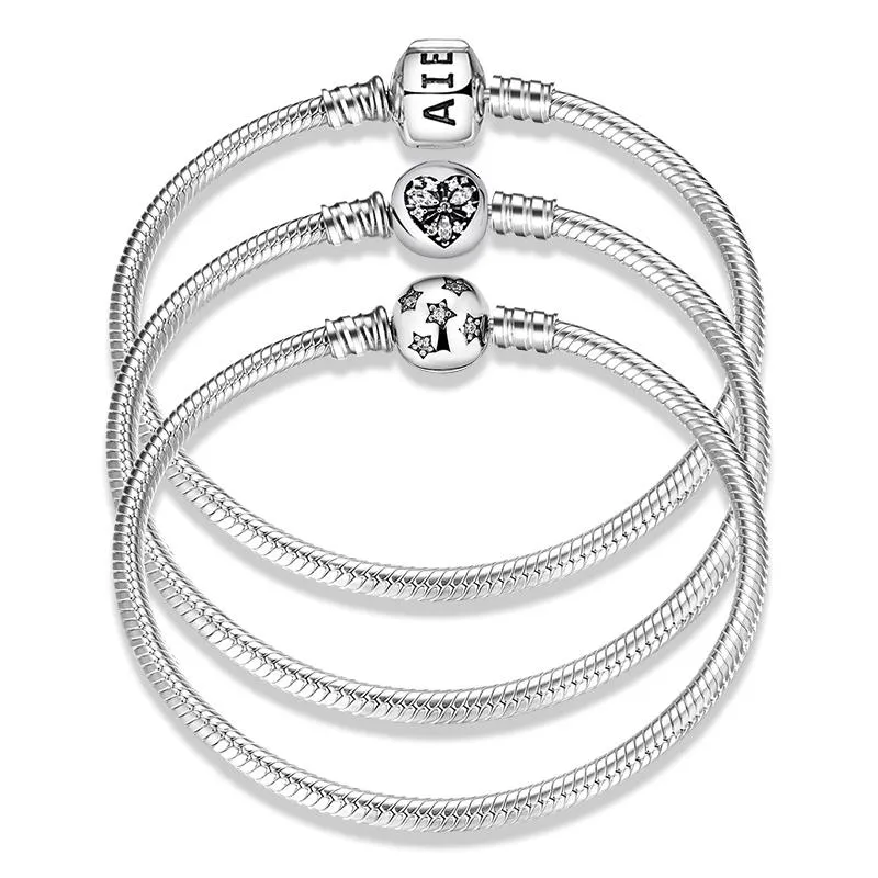 Armreifen 2021 Authentische 925 Sterling Silber Schlangenkette für Frauen Armbänder Schöne CZ Schmuckarmband Armchen für Schmuckstücke