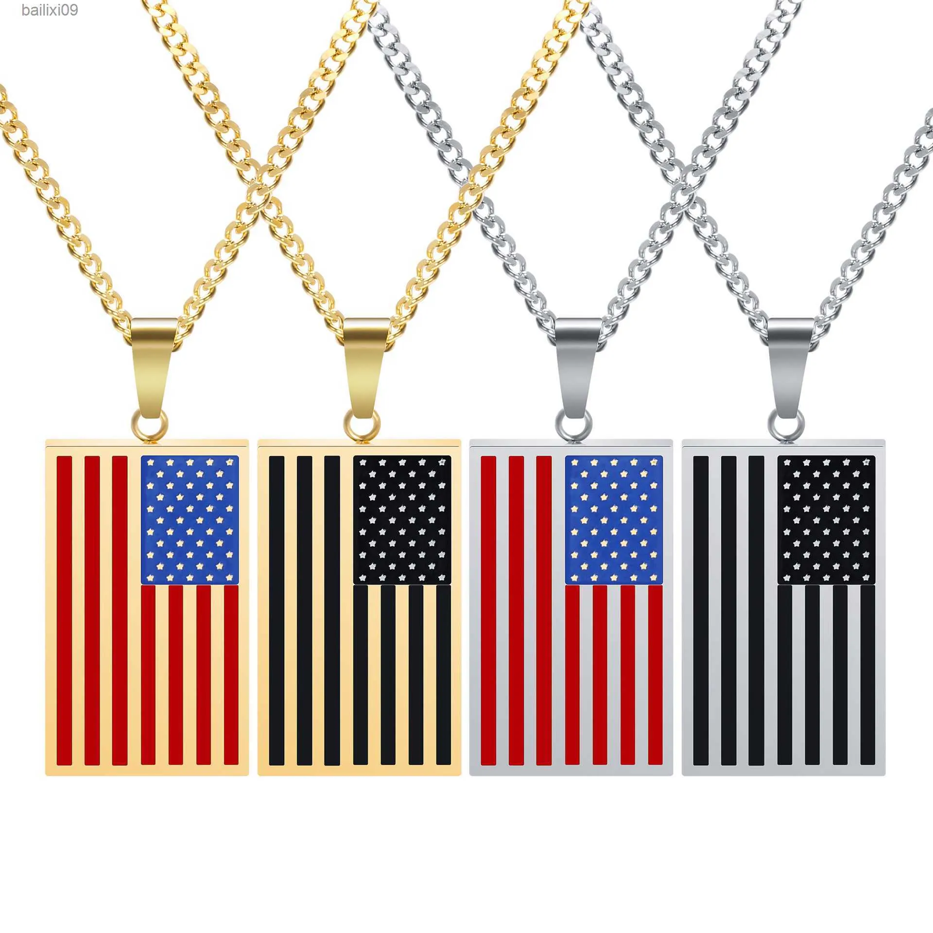 Decoração de festa American Flag USA Patriot Freedom Stars and Stripes 4 de julho Tag Dog Tag Pingente Gift Men Jóias Aço Anterior T230522
