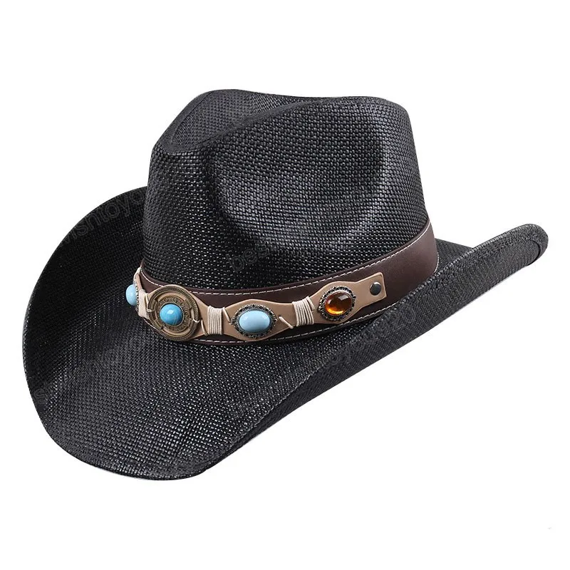 Cappello da cowboy occidentale in carta 100% uomo Donna Cappello da cowgirl da uomo Cappello da jazz Summer Beach Cappelli da sole Sombrero Hombre