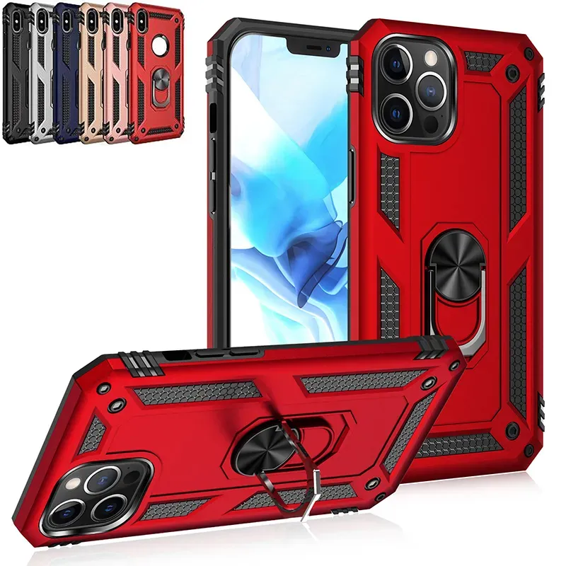 Anti-Fall Armor 360 ° Finger Ring Telefonfodral Back Cover Case Duty Rugged For iPhone 11 12 13 Mini 14 Plus 15 Pro Max X Xs XR XSMAX 6 7 8 Plus Case Cover Cover