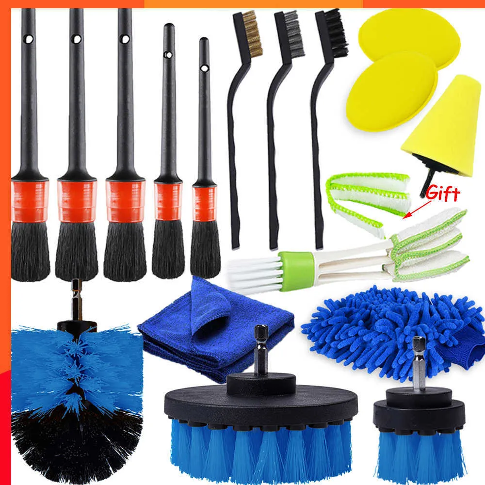 New Detail Brush Set Power Scrubber Drill Brushes For Car Wheel Rim Cleaning Detailing Brush Set For Car Air Vents Dirt Dust Remove