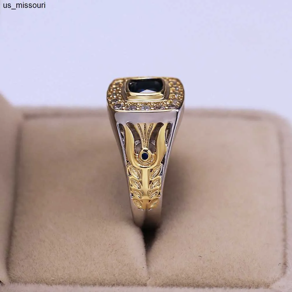 Luxury 925 Sterling Silver Sapphire Diamond Ring For Men Designer_voghion.com