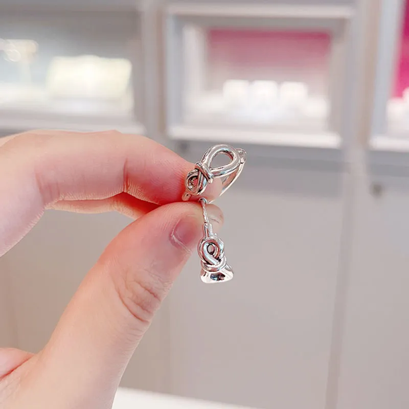 Infinity Knot Hoop Earrings for Pandora Authentic Sterling Silver Wedding Earring Set designer Jewelry For Women Girlfriend Gift Luxury earring with