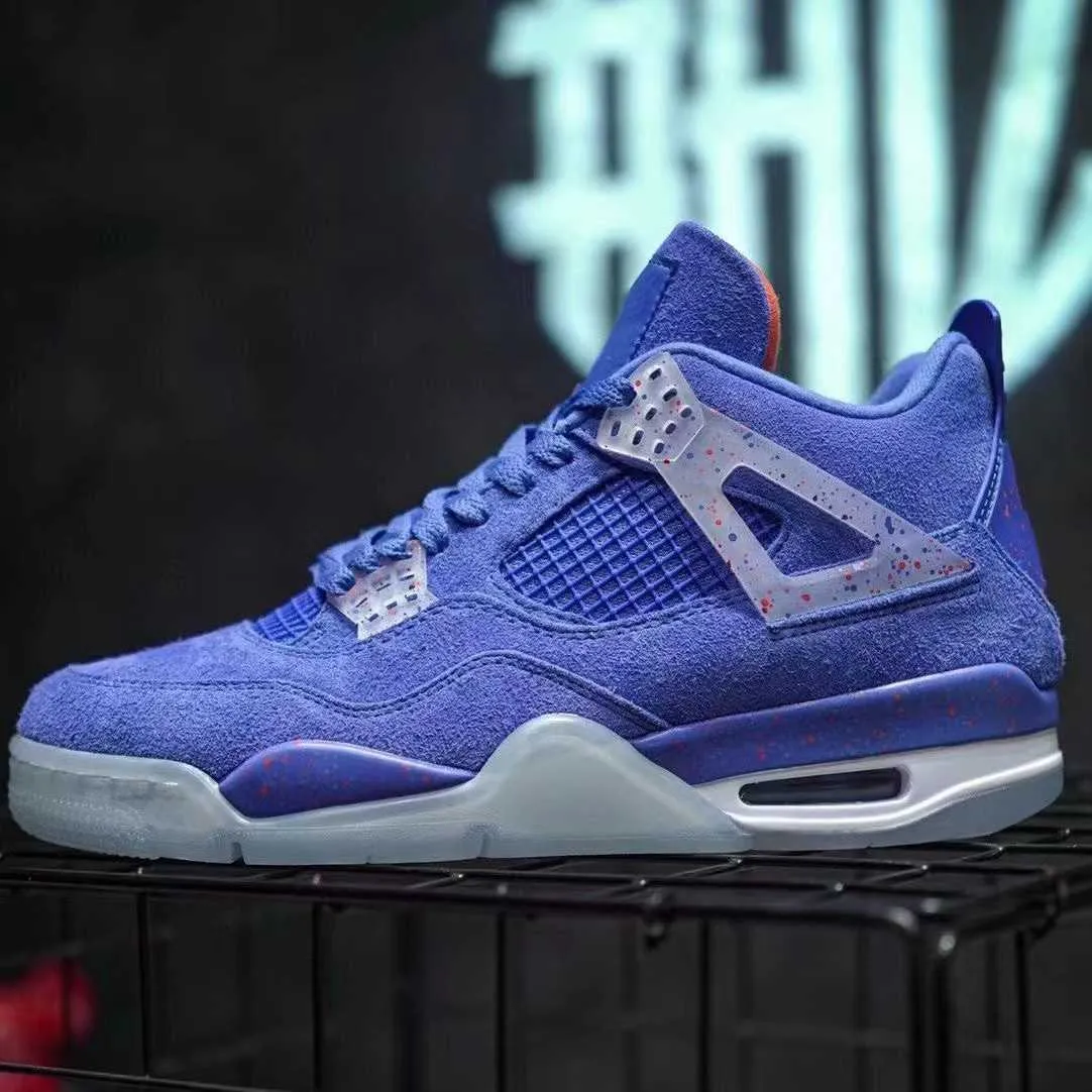 Authentic UNC PE Blue Jumpman 4 OG Royal Blue Basketball Shoes