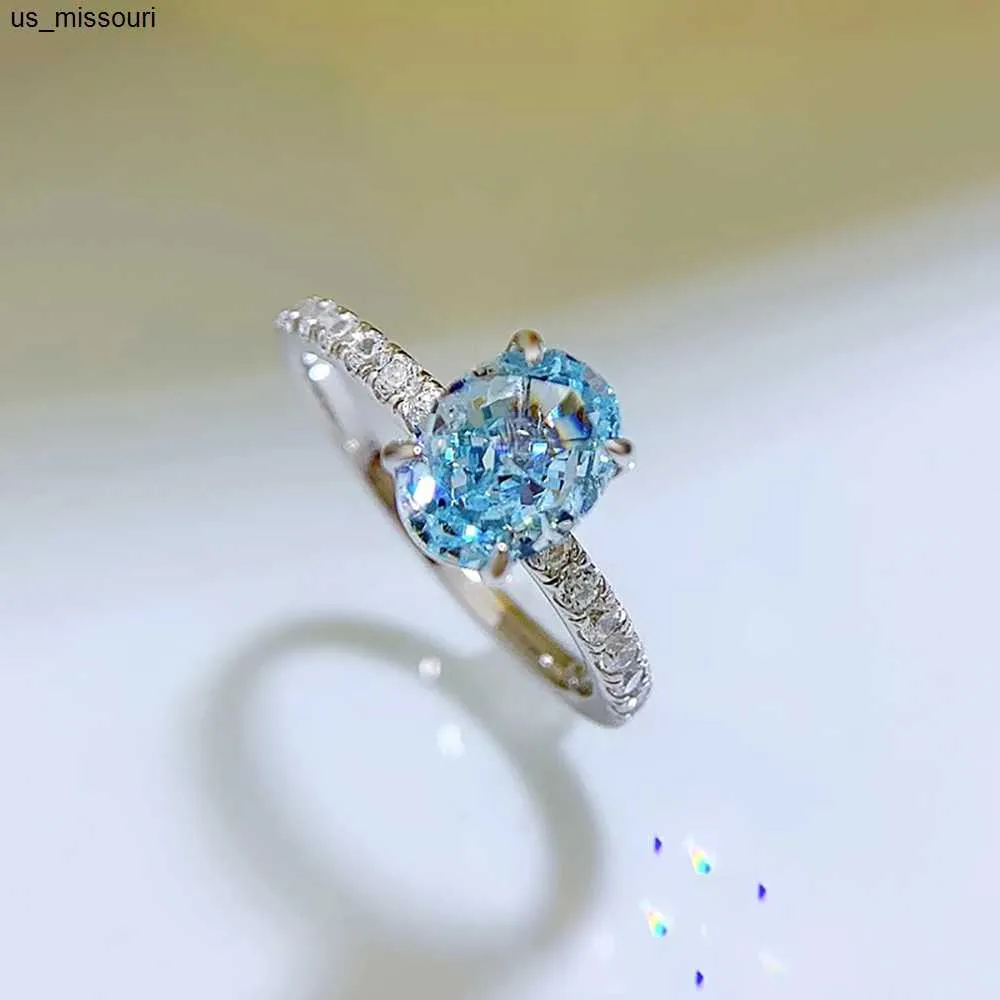 Designer Ring In Sterling Silver With Aquamarine Lab Diamonds_voghion.com
