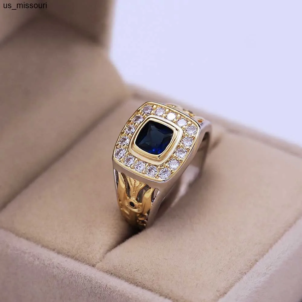 Luxury 925 Sterling Silver Sapphire Diamond Ring For Men Designer_voghion.com