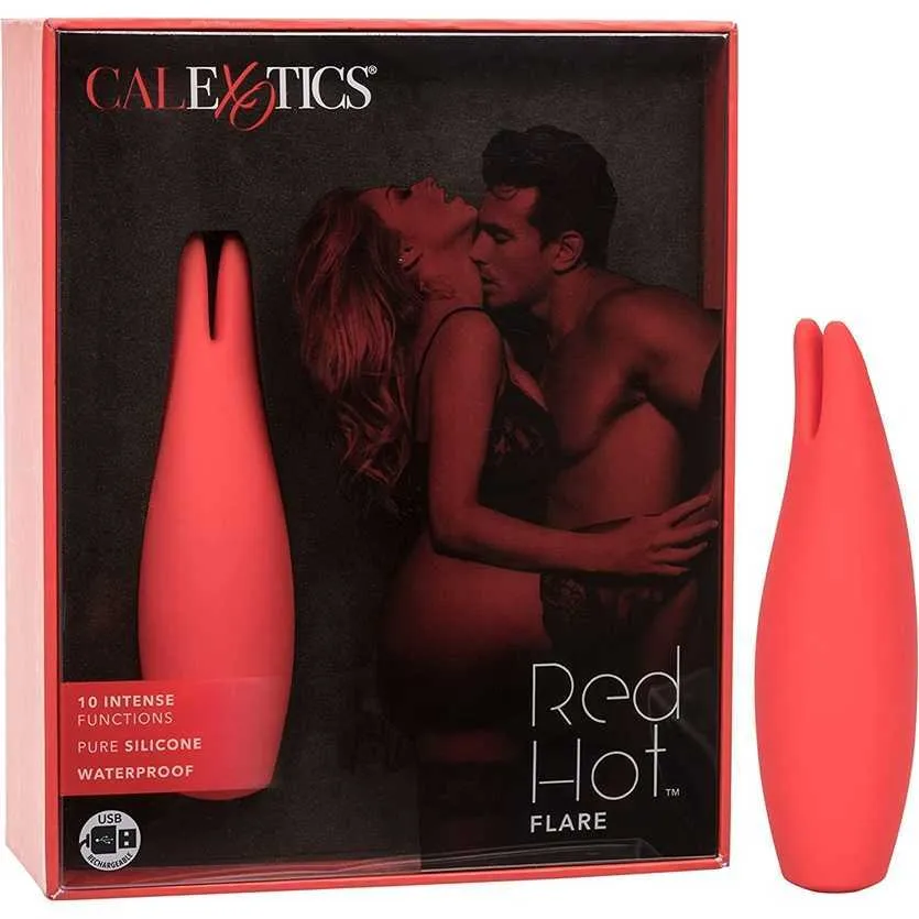 Factory Outlet Calexotics Hot Horn -10 Funktion Vattentät laddningsbar silikon Kompakt vibrator vuxen par massager röd