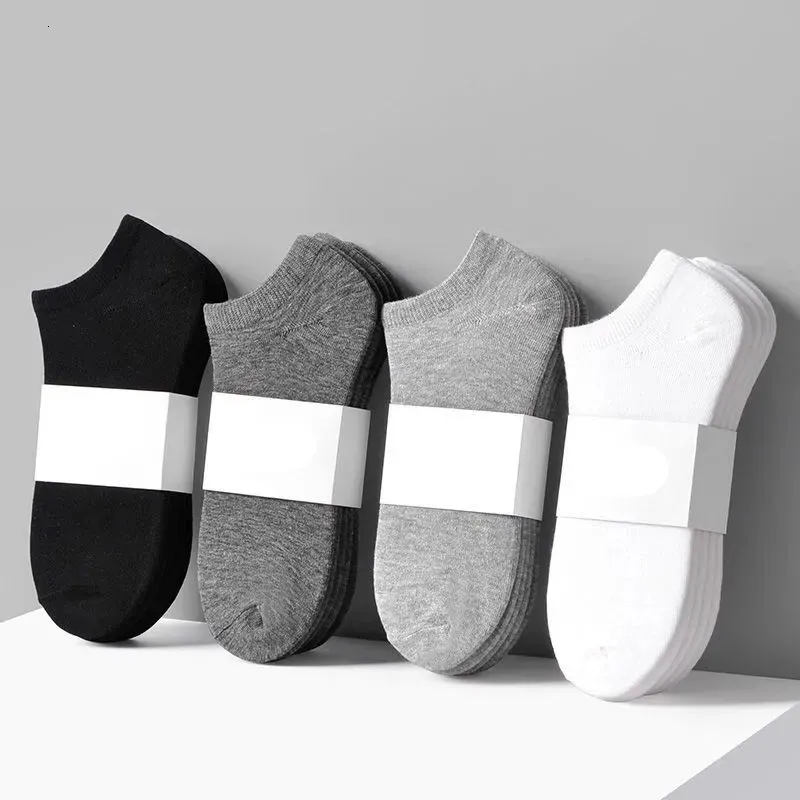 Mens Socks 5 PairsLot Low Cut Men Socks Solid Color Black White Gray Breathable Cotton Sports Socks Male Short Socks Women Men 230520