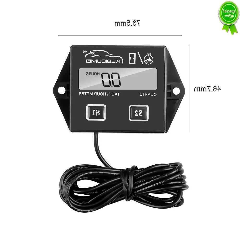 Car New Kebidumei Digital Engine Tach Hour Meter Impermeabile Contagiri Indicatore motore RPM Display LCD per Moto Marine Motosega Bike Boat