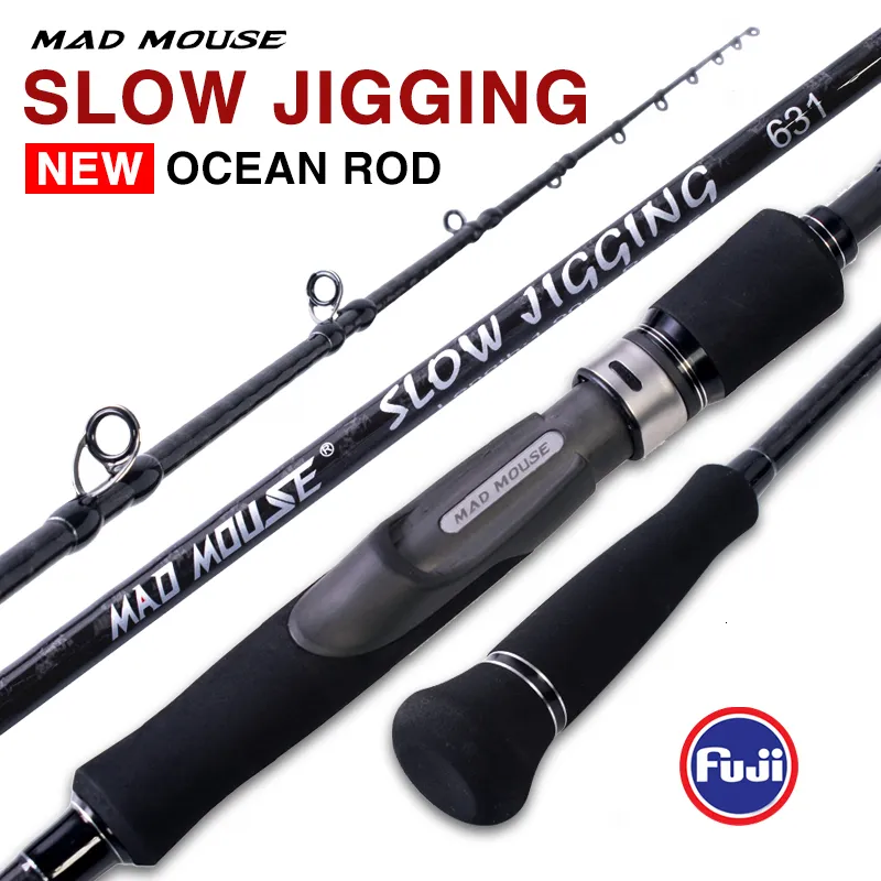 Boat Fishing Rods MADMOUSE Japan Full Fuji Parts Slow Jigging Rod 6"3 Jig Weight 80 350G 15kgs casting Slatwater 230520