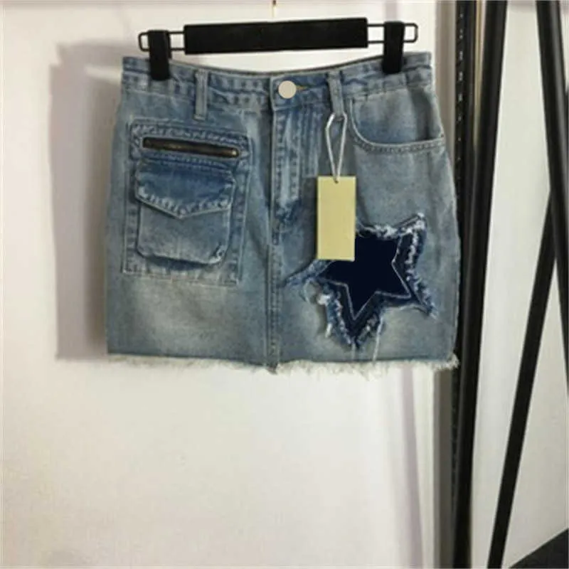 Stell Saia Verão Vintage High End Bordado Denim Saia Curta Com Prevenção Upskirt Tamanho S-XL Designer Womens Roupas 2023ss Hottie Saias