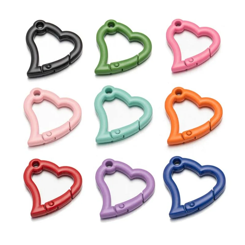 5pcs 31x30mm Metal Heart Ring Buckle Garabiner Ganch Clips para DIY Teclder Keychain Jewelry Craft Fating Supplies Acessórios