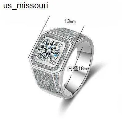 Sterling Silver Moissanite Band Ring For Men Round Brilliant_voghion.com