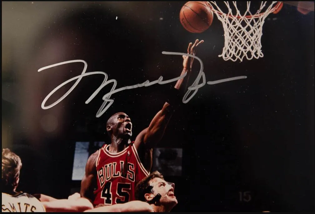 Michael 23 jogador grestest Flying Man autografado assinado assinado Mecreios Auto Collectable Photo