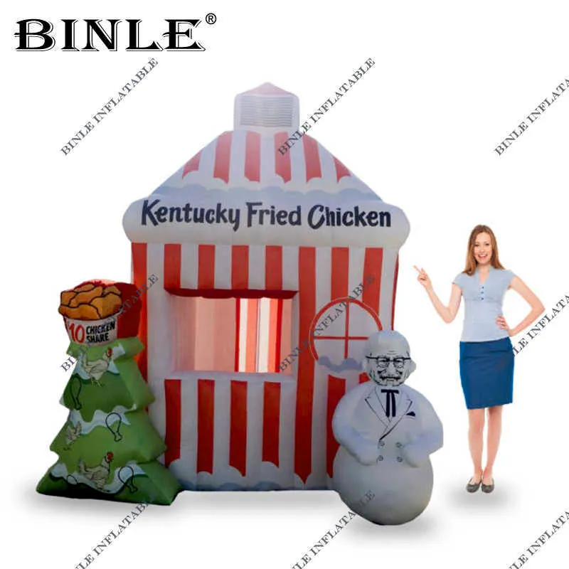 Kundenspezifischer aufblasbarer Imbisskiosk, aufblasbarer Pavillon/Stand mit gebratenem Huhn für Werbezwecke
