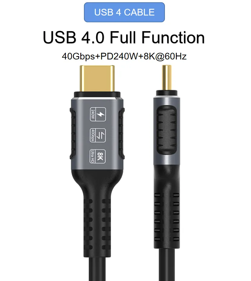 8K60Hz USB4-Datenkabel 240 W Schnellladung 40 G Hochgeschwindigkeitsprojektion, voll funktionsfähig, kompatibel mit der USB 3.1-Draht-Thunderbolt-Schnittstelle