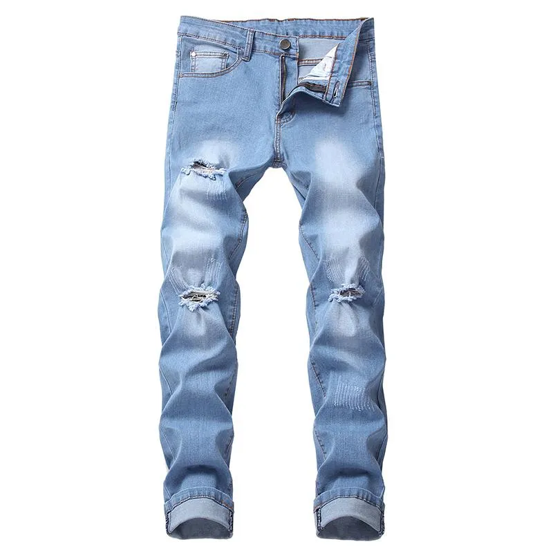 Jeans pour hommes Style europ en am ricain grande taille 28 42 trou d chir ruin hommes coton Denim pantalon r tro Cool pantalon m le
