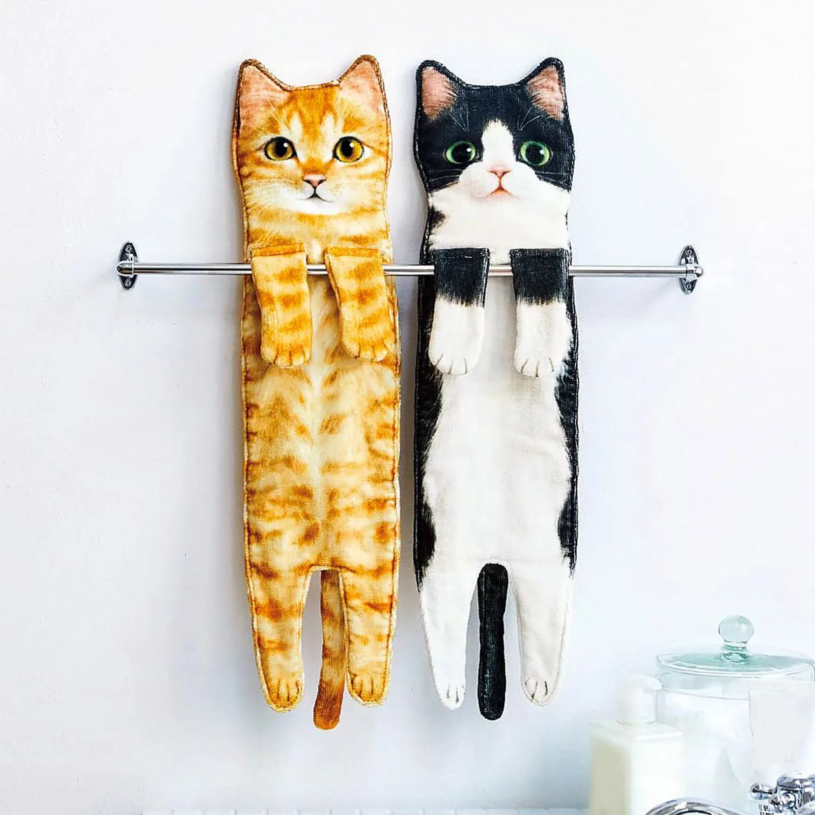 Drôle chat essuie-mains cuisine salle de bain essuie-mains boule séchage rapide doux absorbant microfibre serviettes créatives