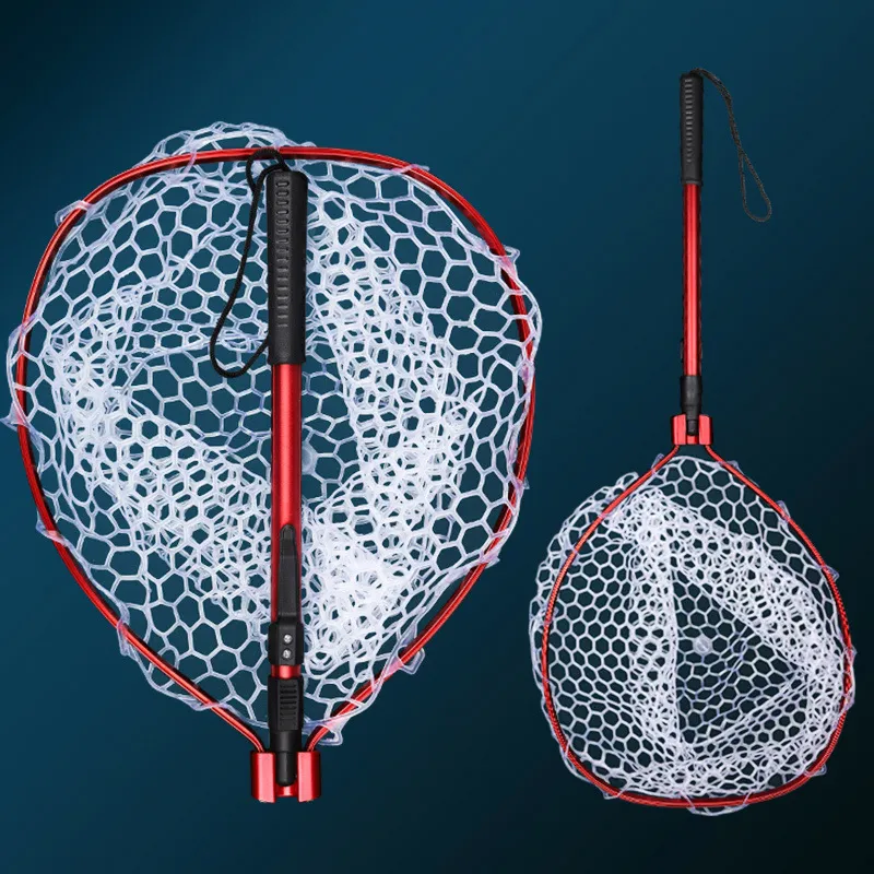 Fishing Accessories HISTAR Foldable Landing Net Ultralight Portable Soft Rubber Mesh With Stainless Steel Handle Fly 230520