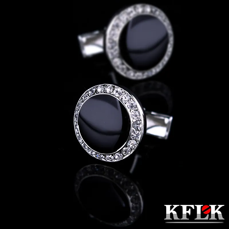 Kflk Takı Fransızca Gömlek Mens Marka Crystal Cuff Link Toptan Yuvarlak Düğmesi Yüksek Kaliteli Konuklar