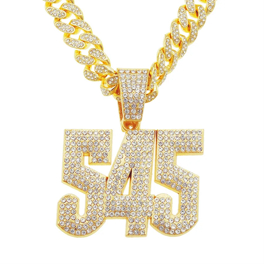 Halsband för herrkedja kubansk länk Guldkedjor Iced ut smycken Full Diamond 3D Digital Pendant Halsband