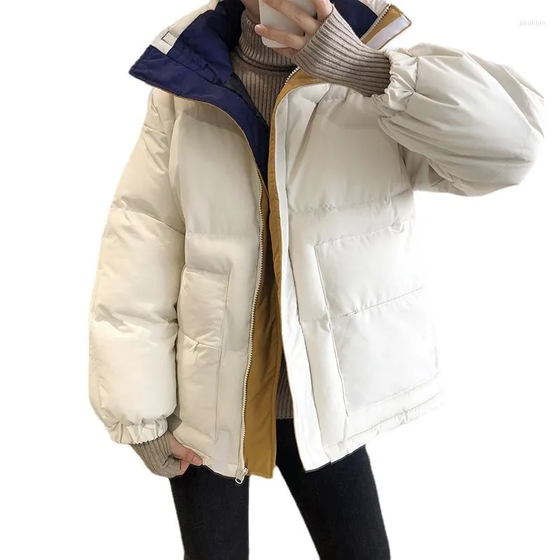 Parka en coton épais pour femmes hiver femme FE veste surdimensionnée blanc col montant Kawaii manteau 2023 décontracté hauts matelassés