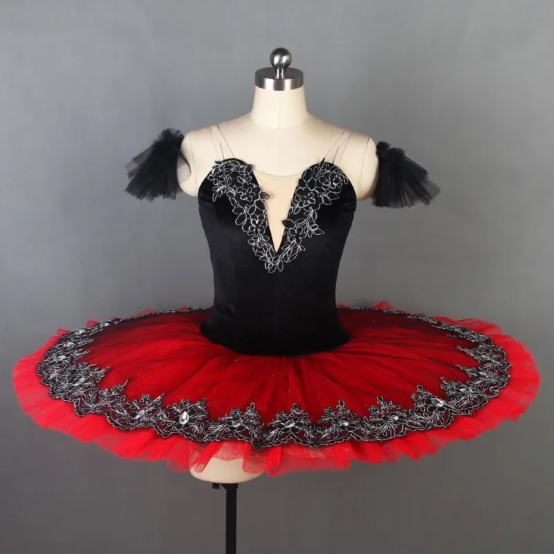 Dancewear Bambini Tutu di balletto professionale Balck Red Swan Lake Tutu Ballerine Donne Costumi di danza contemporanea Ragazze Ballet Dress Wear 230520