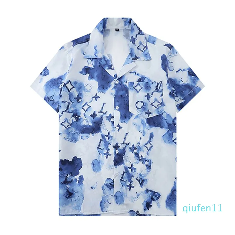 Mens Fashion Flower Tiger Print Shirts Casual Button Down Short Sleeve Hawaiian Shirt Suits