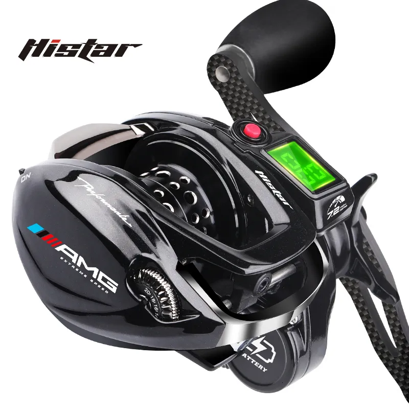 Mulinelli da baitcasting HISTAR Long Casting 7 2 1 Alto rapporto 10kg Drag Power 9 1 BB Frenatura magnetica AMG Retroilluminazione Mulinello da pesca a LED digitale 230520