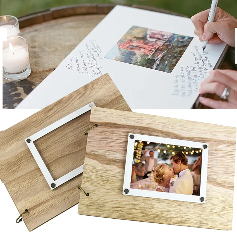 30Pages Wooden Wedding Guest Book Personalized Couple