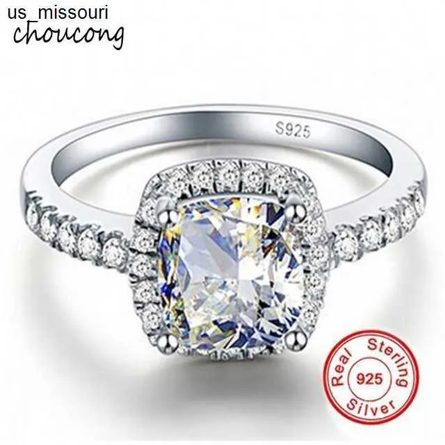 Band Promotion!! GALAXY 925 Sterling Silver RING Luxury 4 CZ Diamond Crystal Wedding Rings For Women SIZE US 5 6 7 8 9_voghion.com
