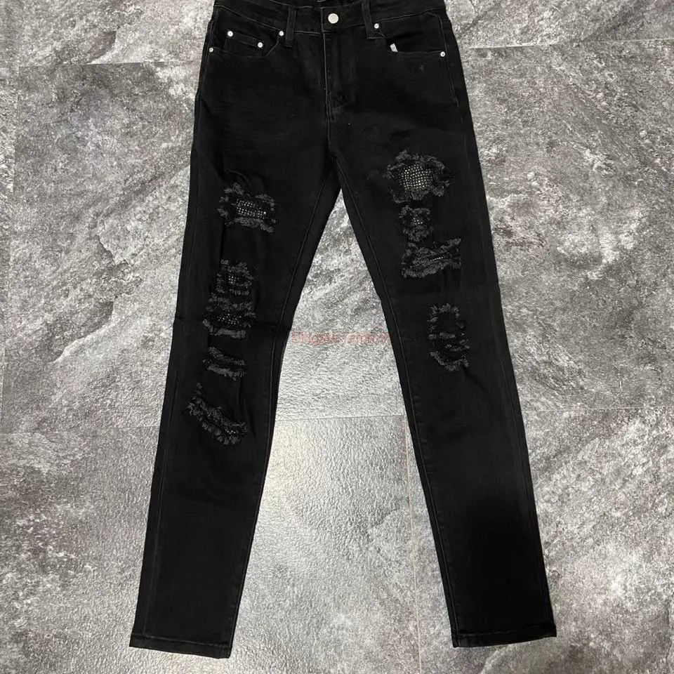 春早割 DHgate.com:Designer Jeans Perforated Diamond Black Amis パンツ