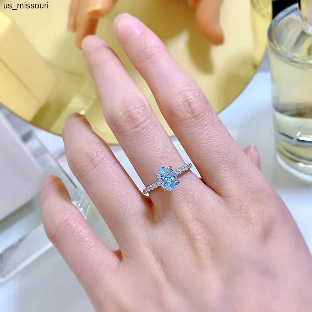 Designer Ring In Sterling Silver With Aquamarine Lab Diamonds_voghion.com