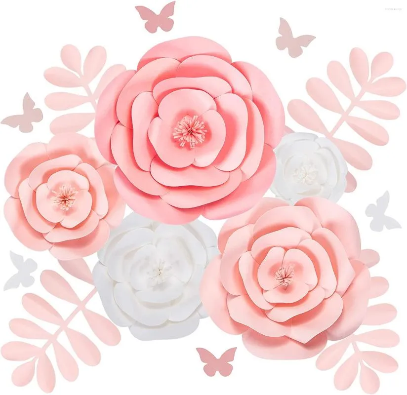 Decorative Flowers Thorny Roses 15 Pieces Hand Assembled LARGE 3D Paper Flower Decoration For Wall Wedding Bridal Shower Baby Nursery