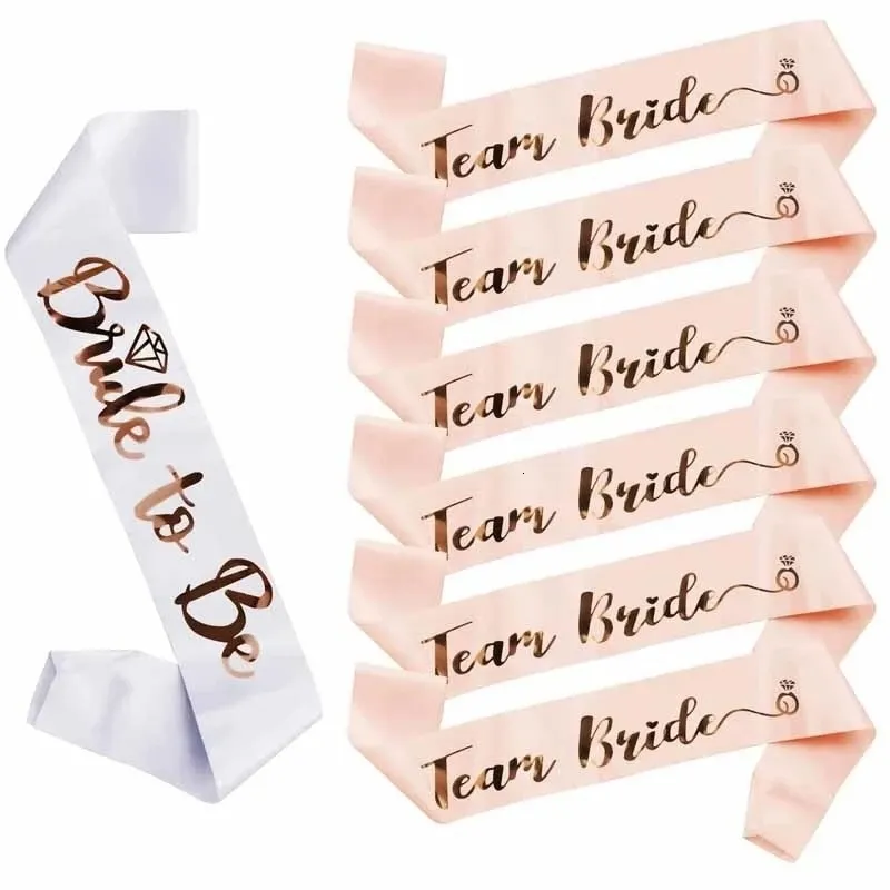 Autres fournitures de fête d'événement 1 Set Bride To Be Team Bride Ceinture en satin pour fiançailles de mariage Décorations de douche nuptiale Enterrement de vie de jeune fille Fournitures de nuit de poule 230522