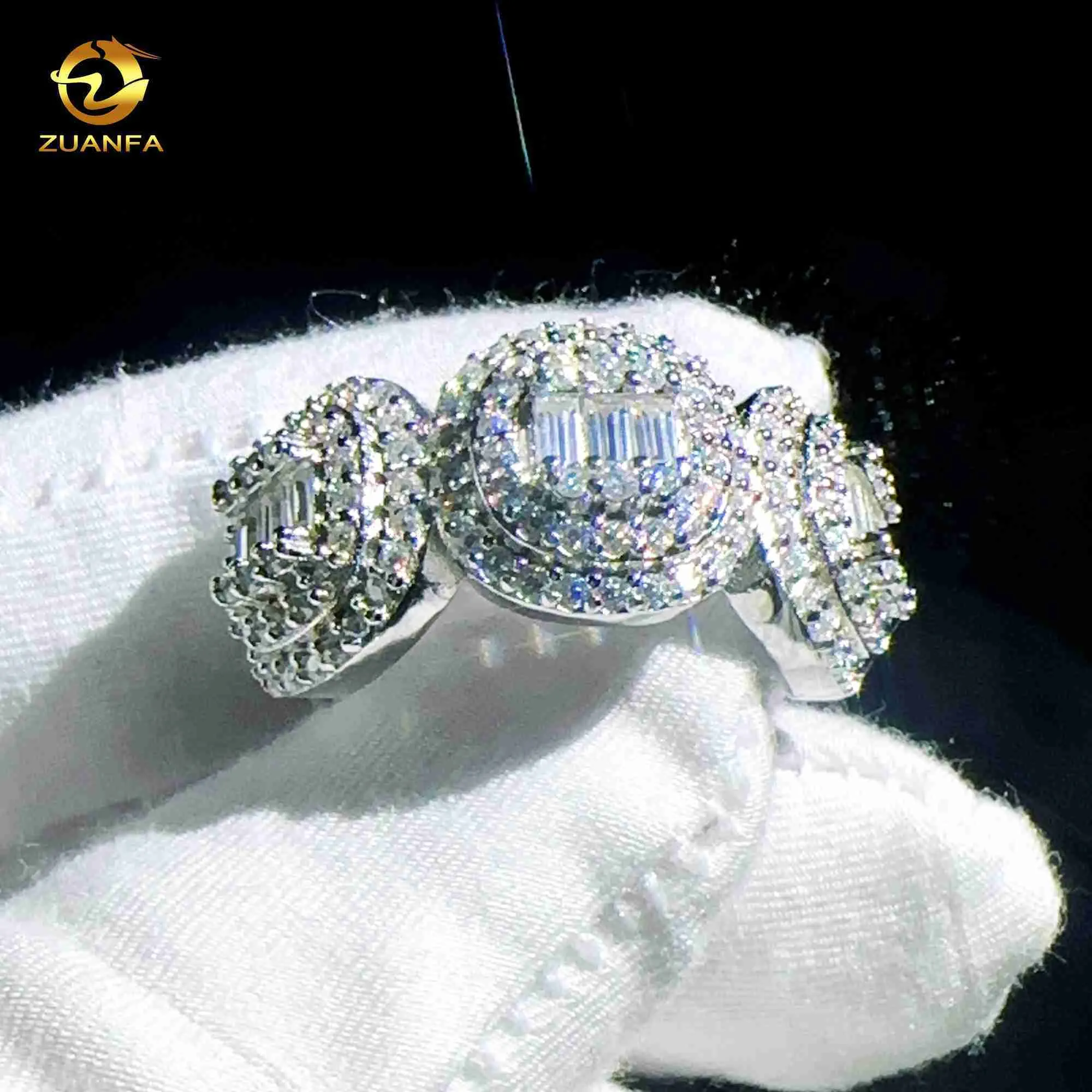 Hotsale uomini hip hop anelli 925 gioielli in argento sterling vvs anello di diamanti moissanite con certificato gra