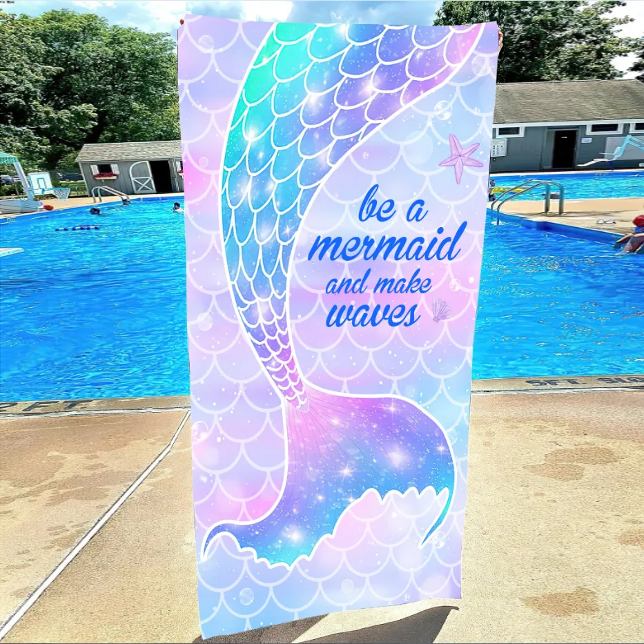 Creative Fashion Mermaid Beach Towel Adult Swimming Printing Sunscreen Seaside Bohemia Fish Scales Towel Household Bath Towel