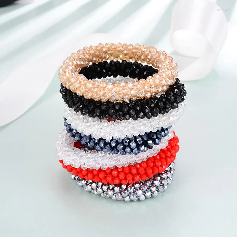 Bangle Elastic Ful Glass Beads Bracelets For Women Red Black Retro Summer Bracelet Bangles Fashion Jewelry Brazalete Mujer