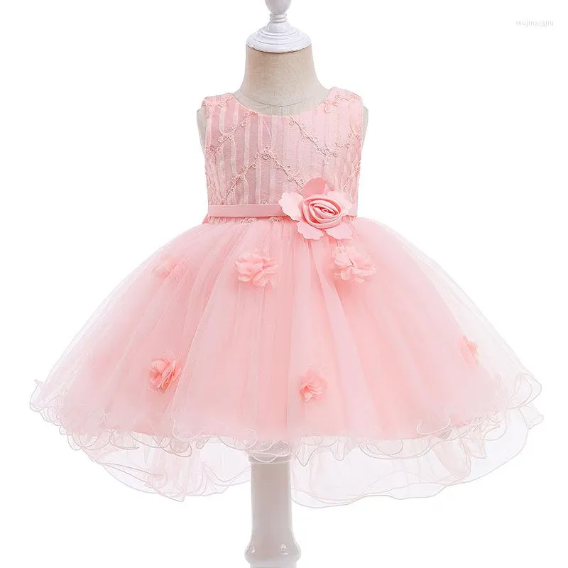 Vestidos de menina Flores de verão Vestido de aniversário de batismo para meninas pequenas filhos de mangas brancas com mangas de baile princesas