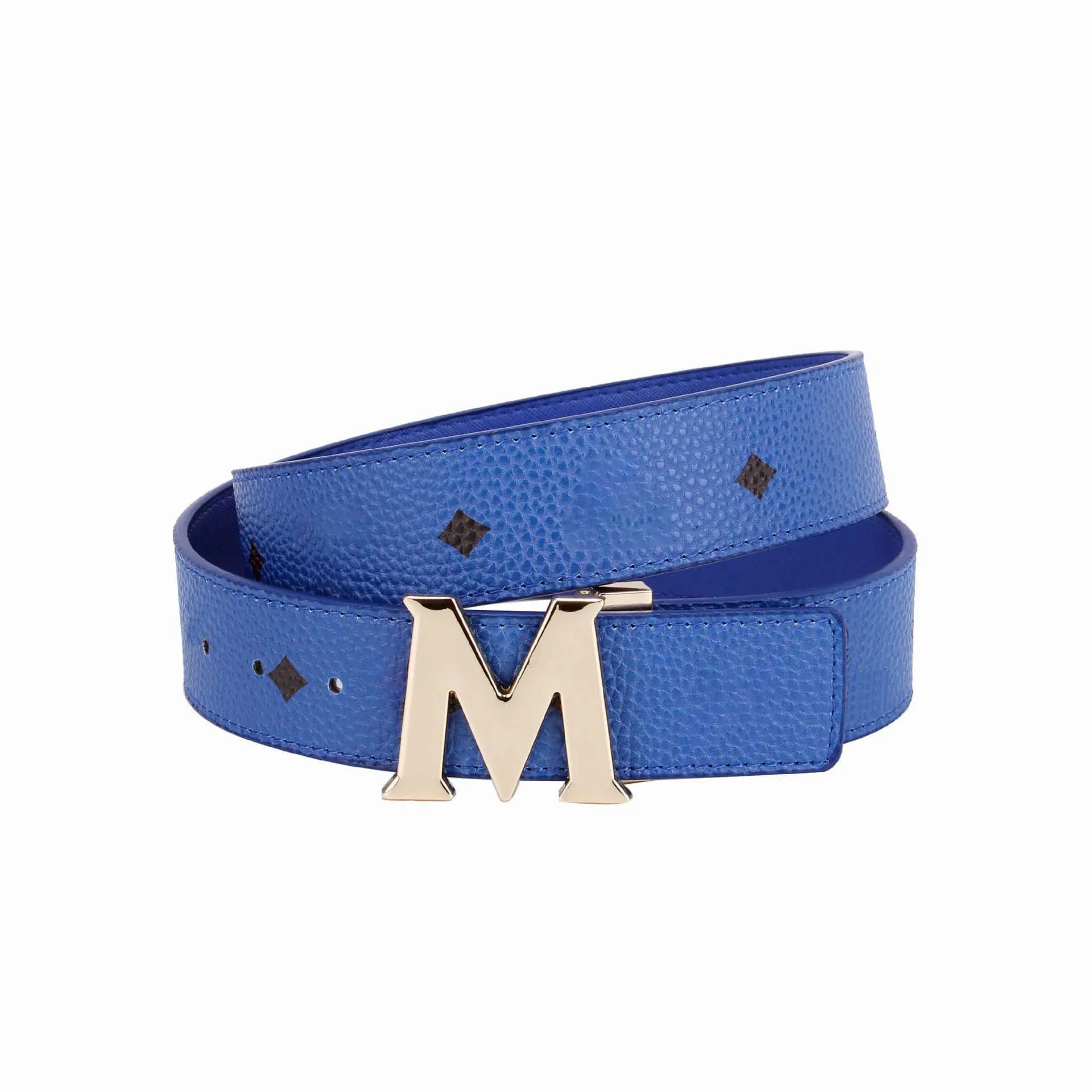 Marella ?? M Letter Buckle Leather Belt - Blue M-plate belt, light blue | Marella main image 2