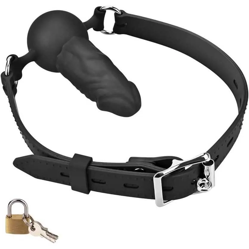 factory outlet Factory Ball False Penis Mouth Sex Toy Adjustable Leather Strap Locking Game SM Binding Role Playing