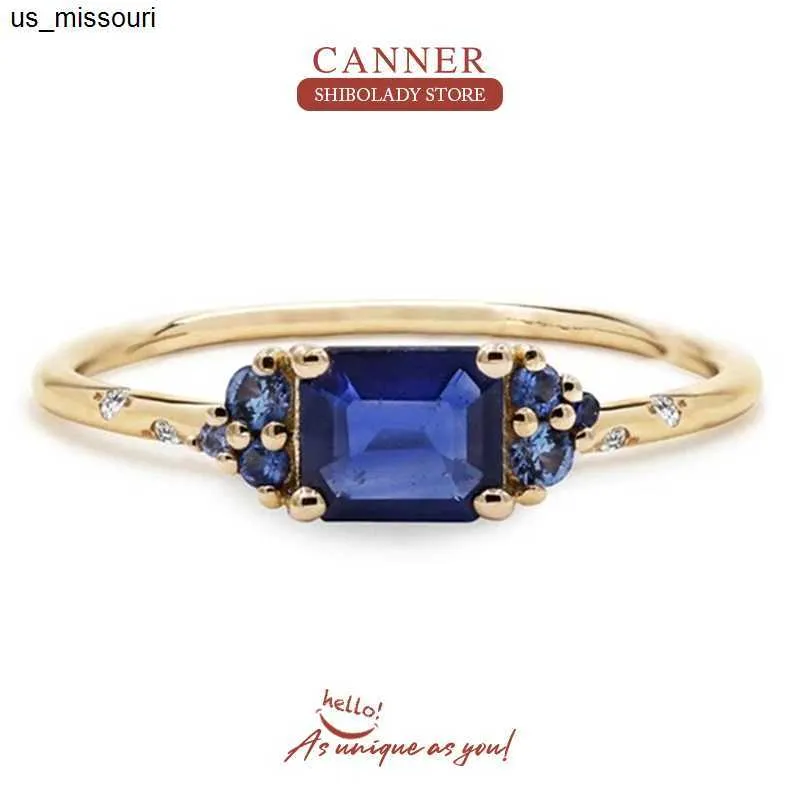 Ringas de banda Canner Ins safira 925 anéis de prata esterlina para mulheres pedras gemas festa de casamento 18k anilos mujer jóias finas 2022 tendência J230522