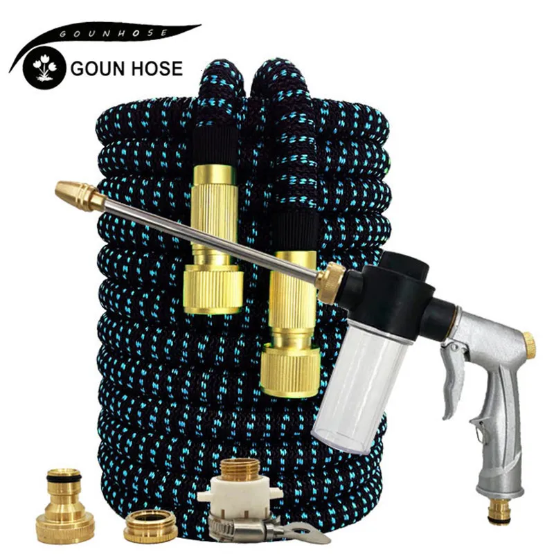 Hoses Garden Slange Set med utbyggbart vatteninjektor Magic Sprayer High Pressure Watering Car Wash Gun 230522