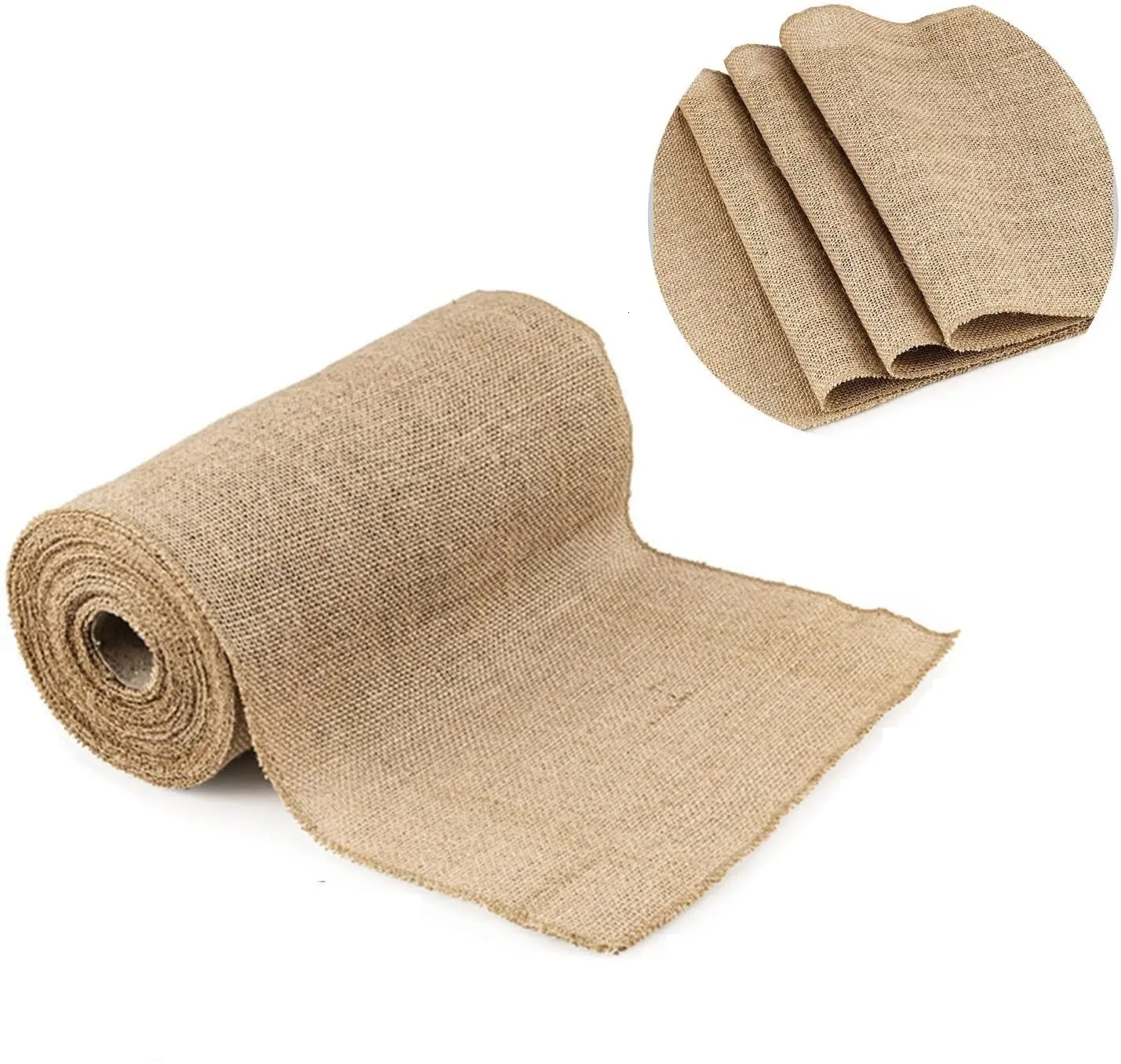 Inne imprezy imprezowe zapasy 30 cm Szerokość Jute Linen Vintage Naturalny stół Burlap Rustyka Khaki Country Dekoracja ślubna Dekoracja Home Party Wystrój 230522