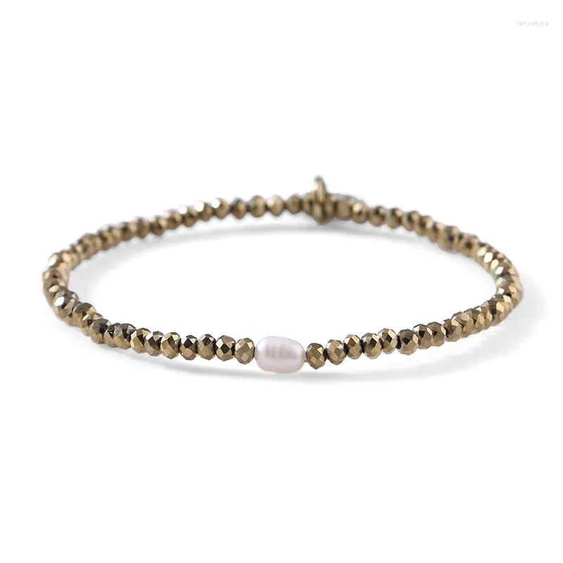 Strand Baroque Naturel Perle D'eau Douce Cristal Bracelet Simplicité Saint Valentin Cadeau D'anniversaire Gommage Cut Perles De Verre Bijoux