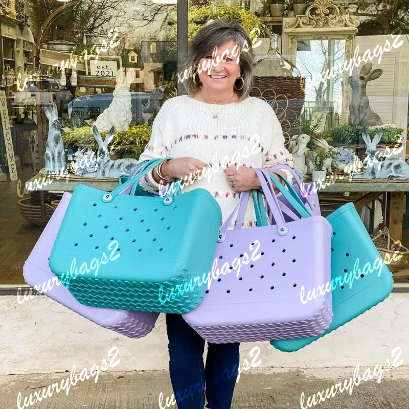 Rubberen strandzakken Eva Silicone Tote Bag voor buiten 16 kleuren met gat waterdicht zandbestendig duurzaam open strandzwembad Sport