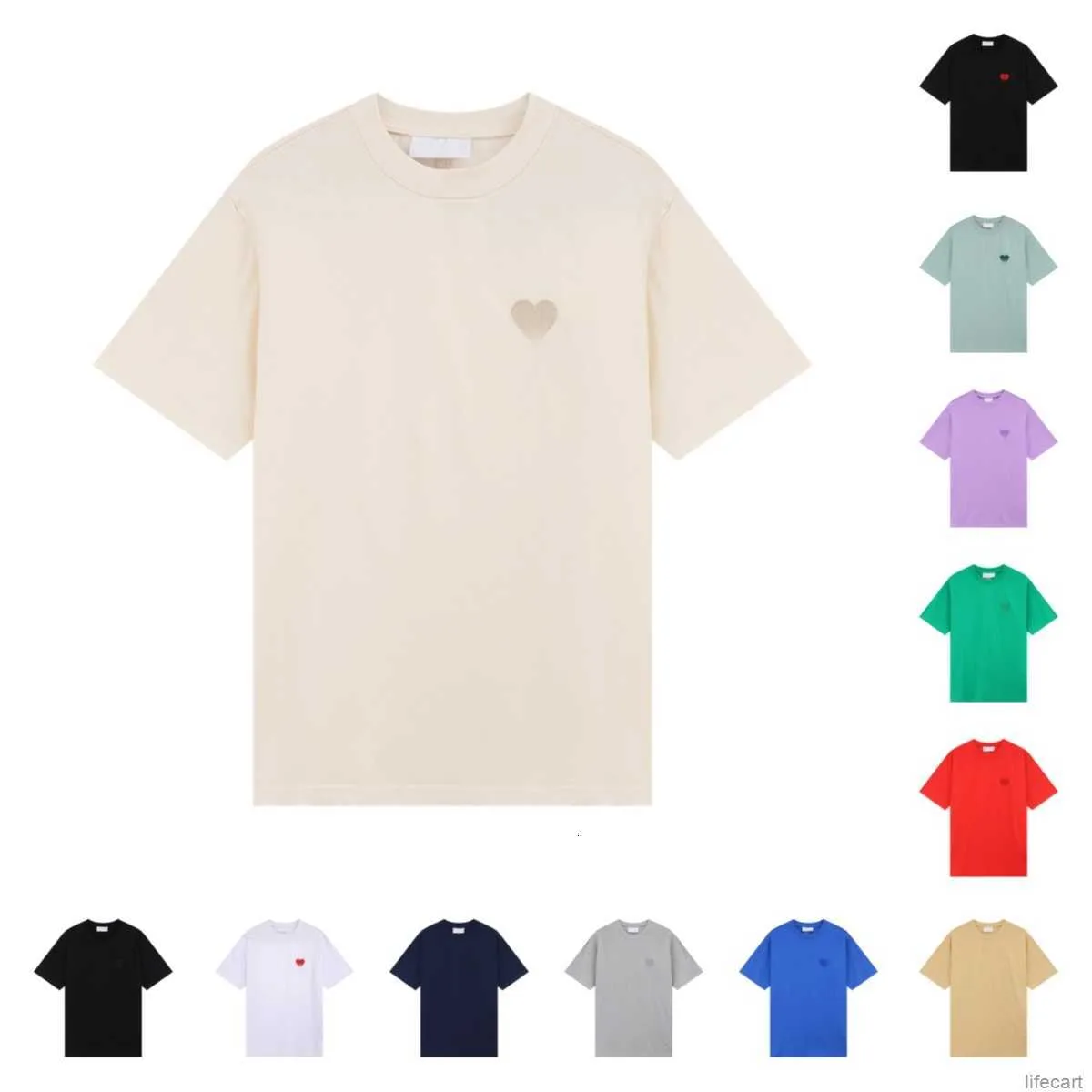 Herren T-Shirt Amis De Coeur T-Shirts Kurzarmhemden Männer Designer Top Frankreich Mode gesticktes Herzmuster Rundhalsausschnitt Paris T-Shirt 6QV2